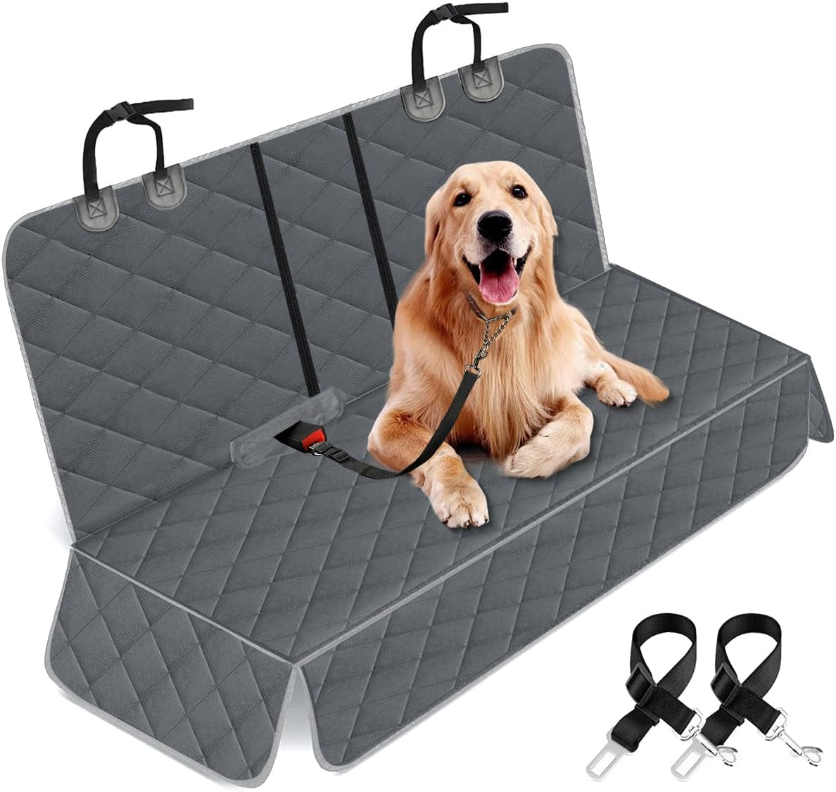Premium Waterproof Dog Car Seat Cover - Non-Slip Back Seat Protector for Cars, Trucks & SUVs - Fits Middle Armrest - Black