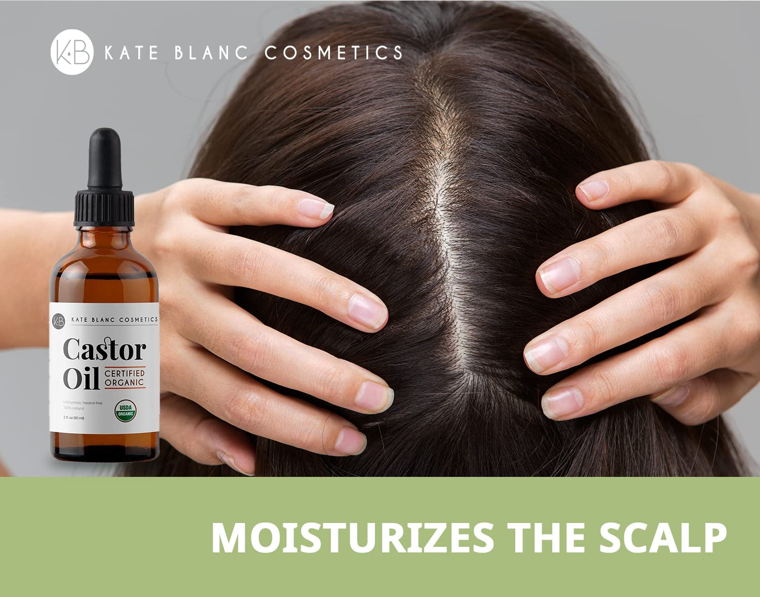 Castor Oil Organic for Hair, Lashes, Face (2Oz), 100% Pure, Cold Pressed, Hexane Free. Eyelash Serum for Thicker-Looking Eyelashes & Eyebrows